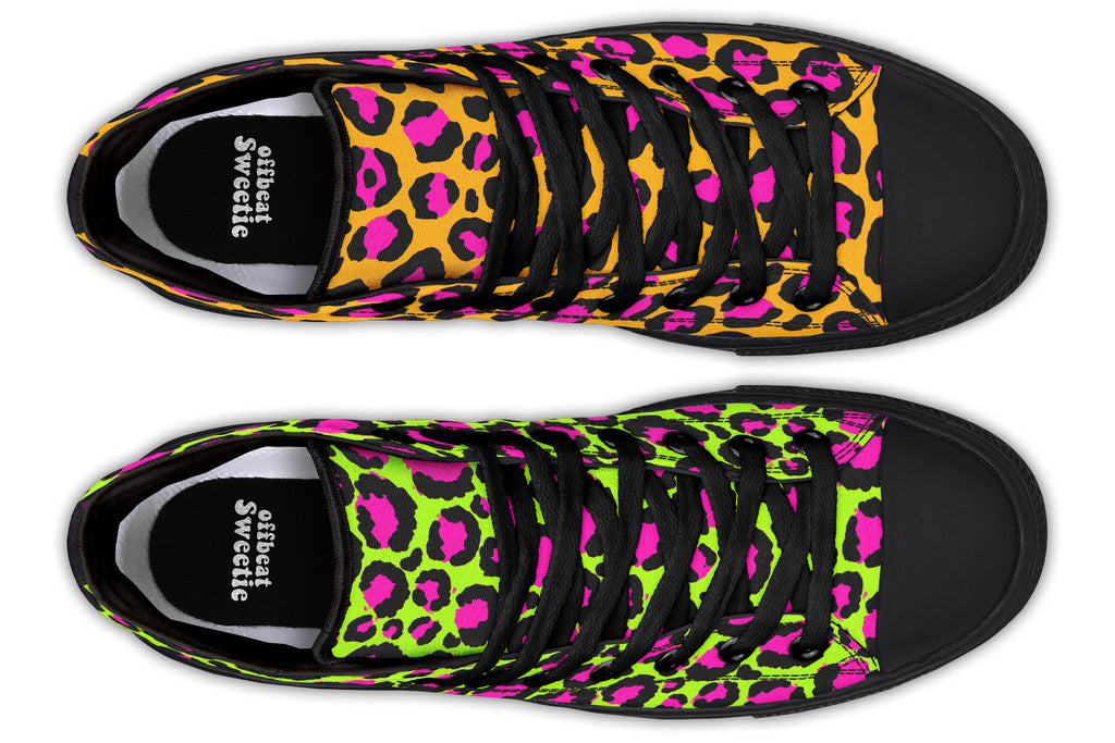 Neon Leopard x Neon Safari Mismatch High Tops