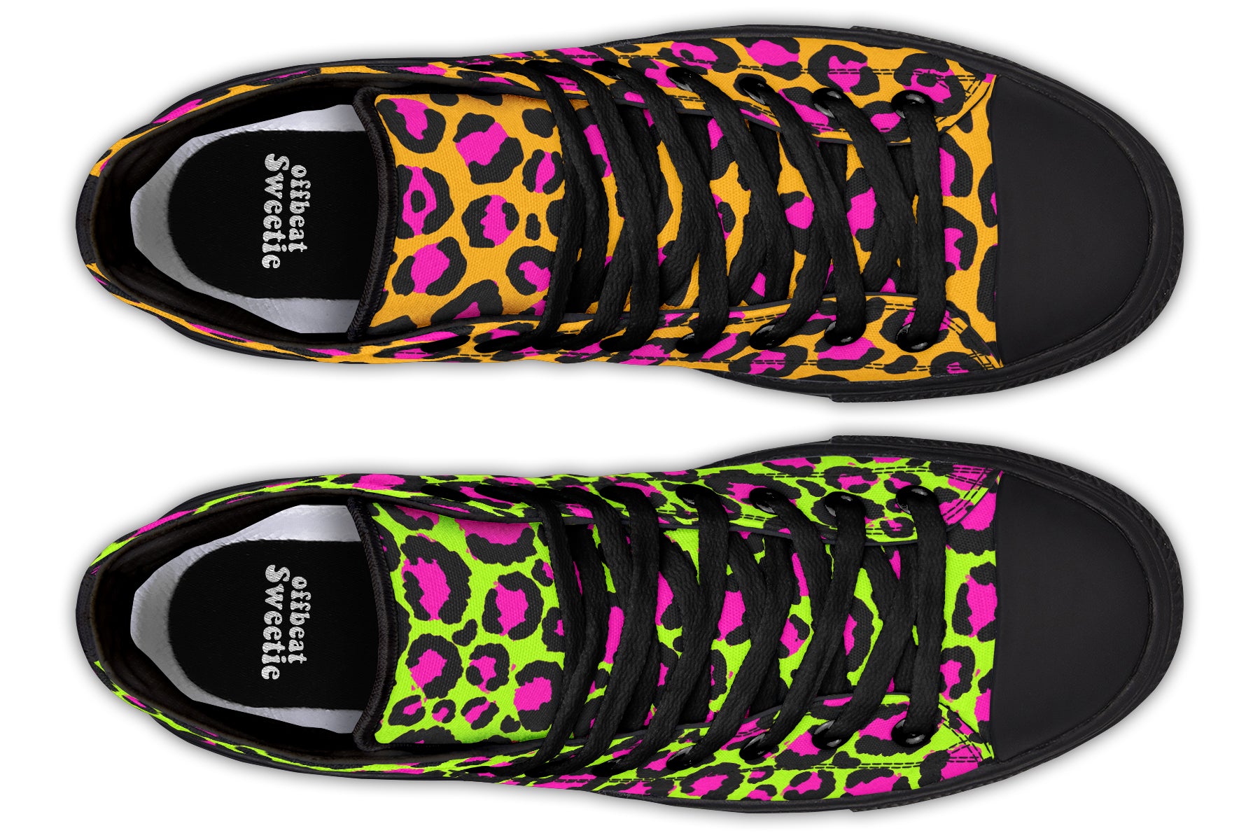 Neon Leopard x Neon Safari Mismatch High Tops
