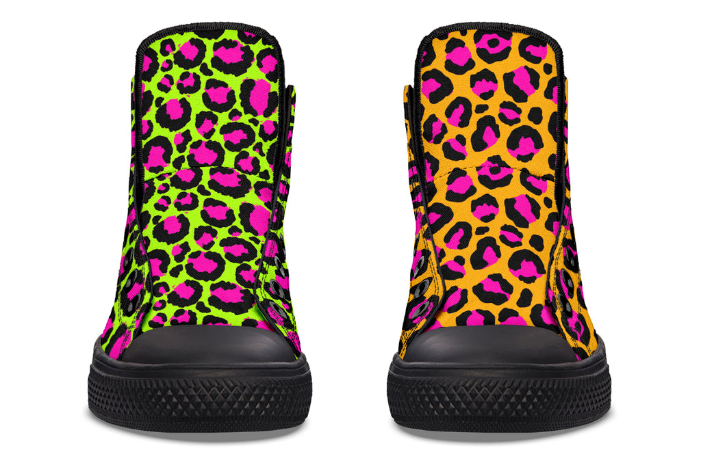 Neon Leopard x Neon Safari Mismatch High Tops (Wide)