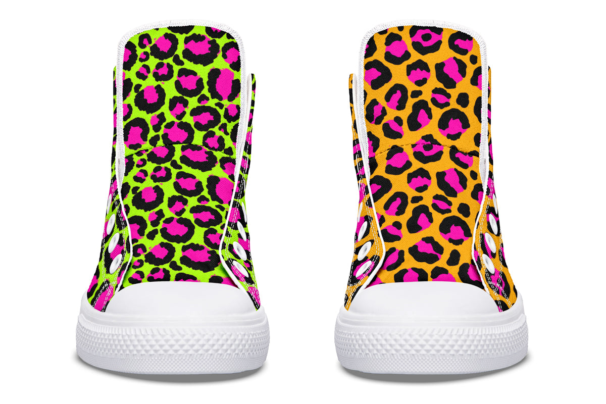 Neon Leopard x Neon Safari Mismatch High Tops (Wide)