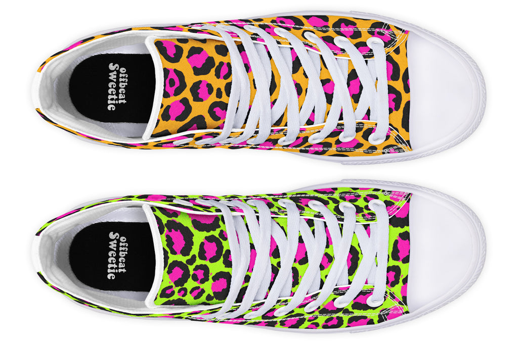 Neon Leopard x Neon Safari Mismatch High Tops (Wide)