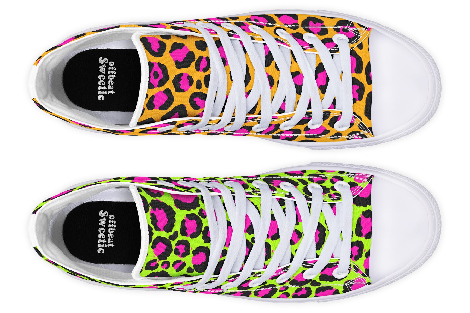 Neon Leopard x Neon Safari Mismatch High Tops (Wide)