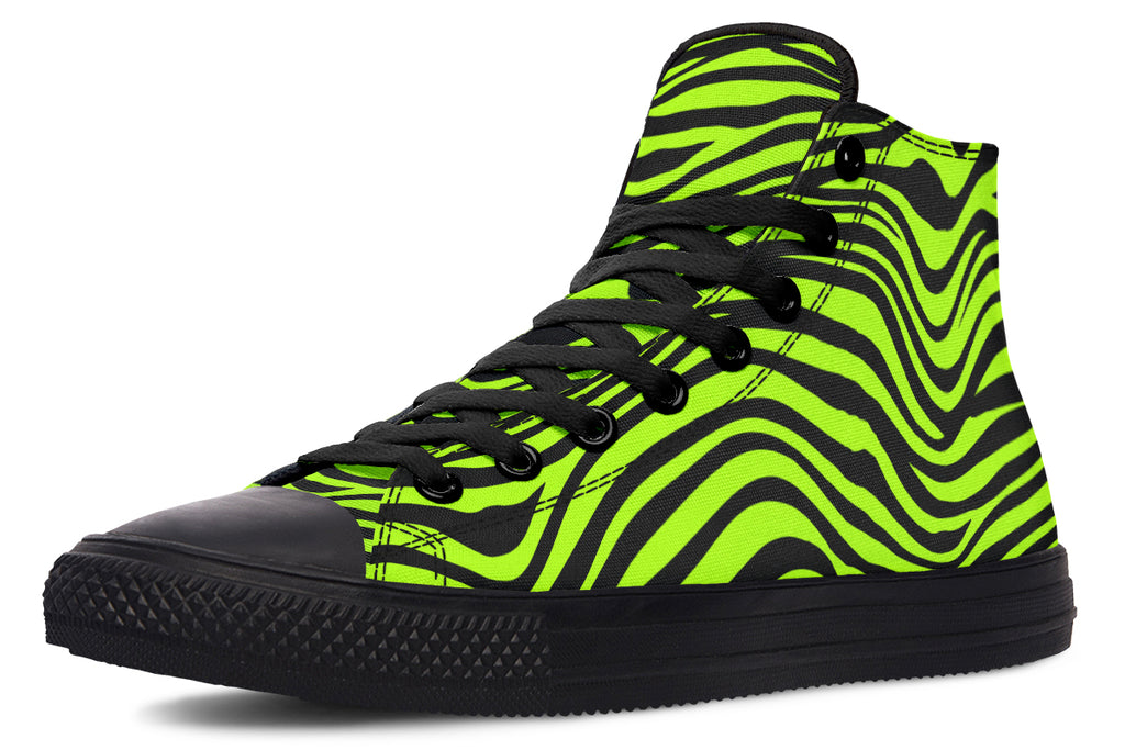 Neon Leopard x Neon Zebra Green Mismatch High Tops