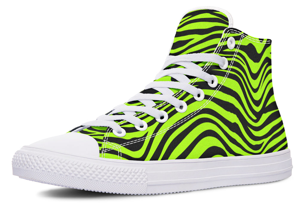 Neon Leopard x Neon Zebra Green Mismatch High Tops