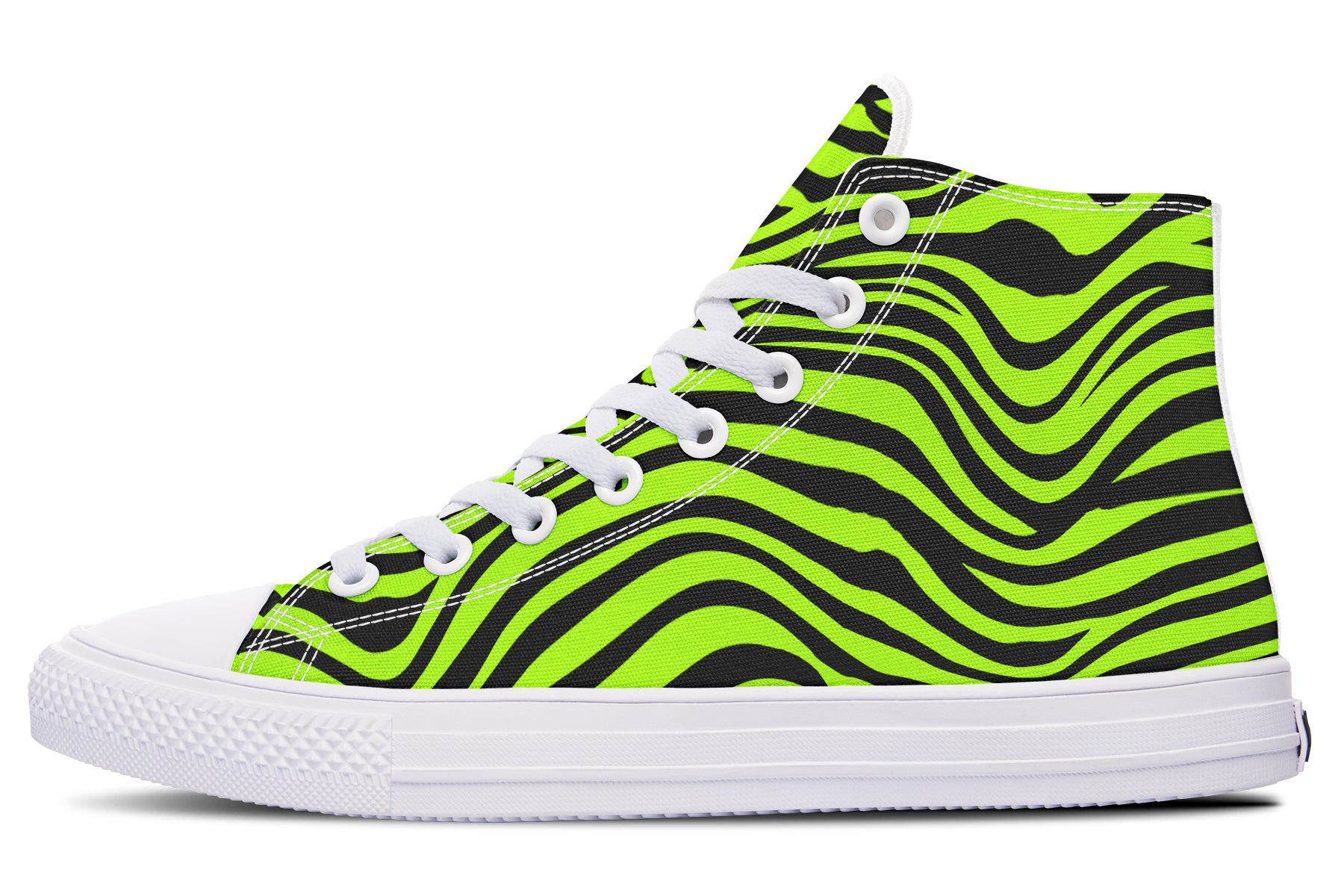 Neon Leopard x Neon Zebra Green Mismatch High Tops (Wide)