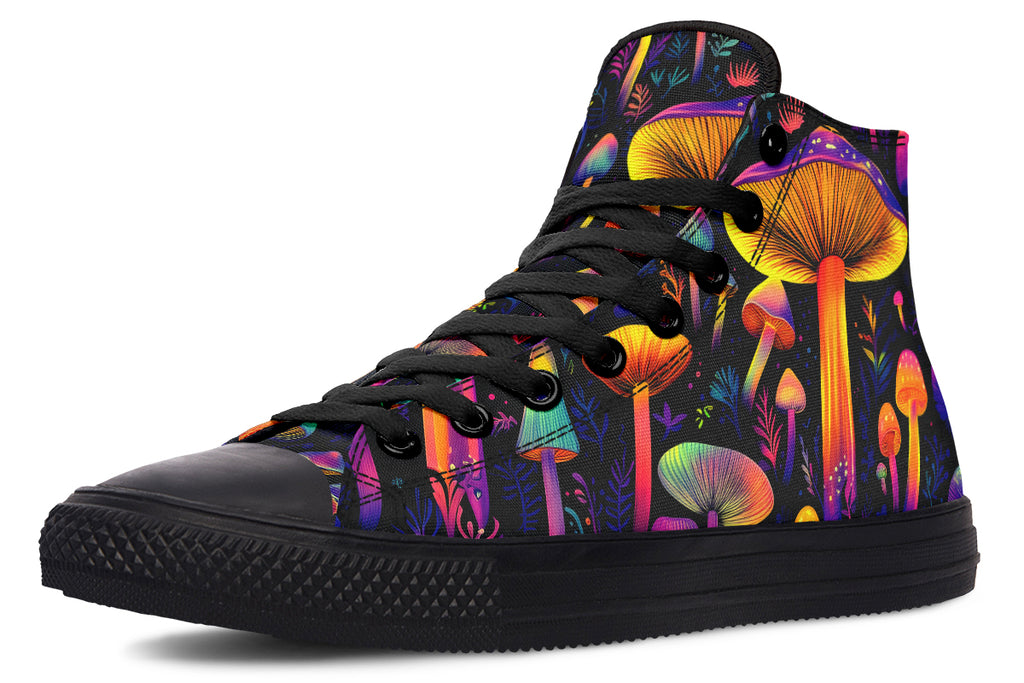 Neon Mushrooms High Tops - Offbeat Sweetie