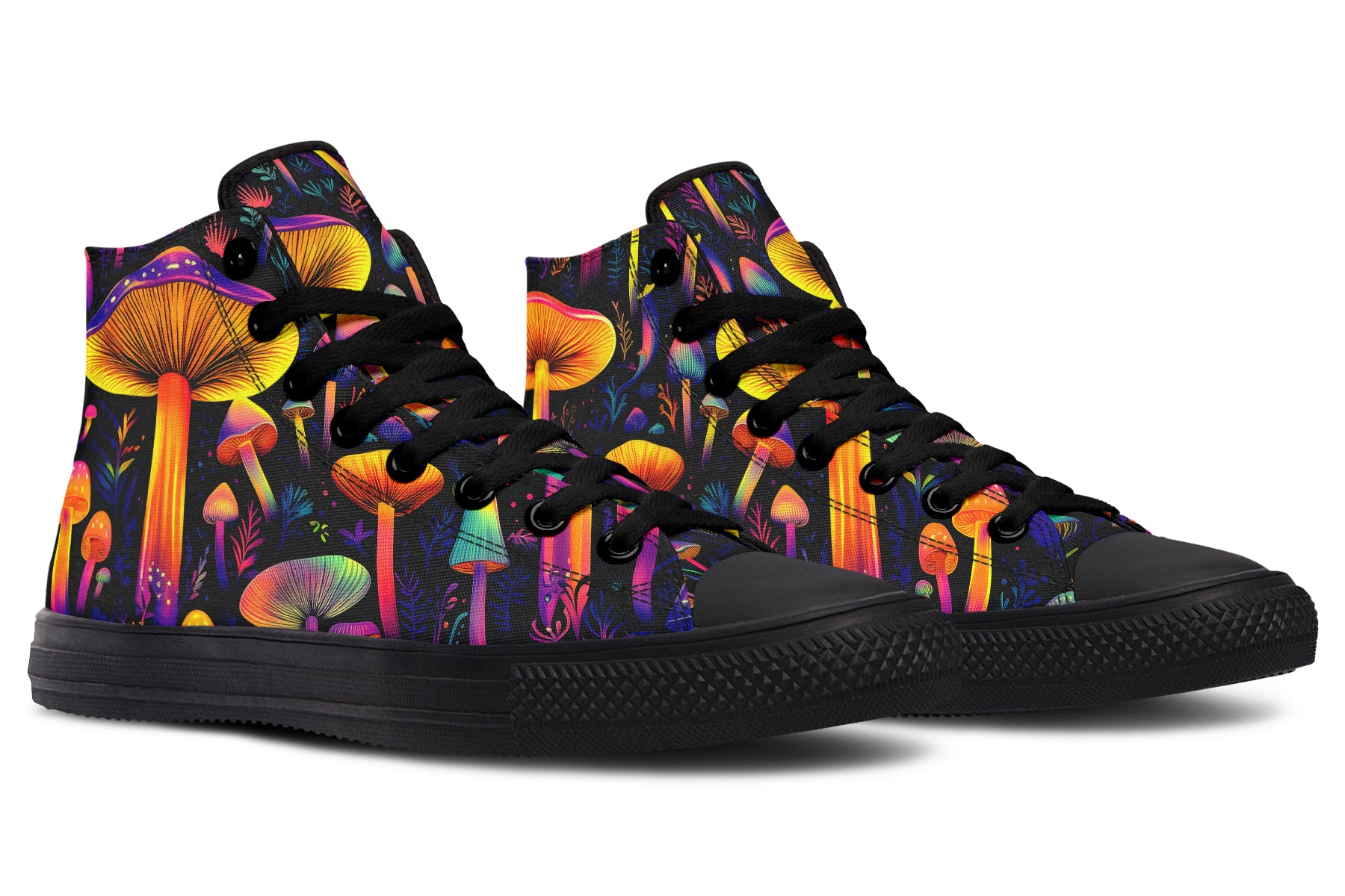 Neon Mushrooms High Tops - Offbeat Sweetie