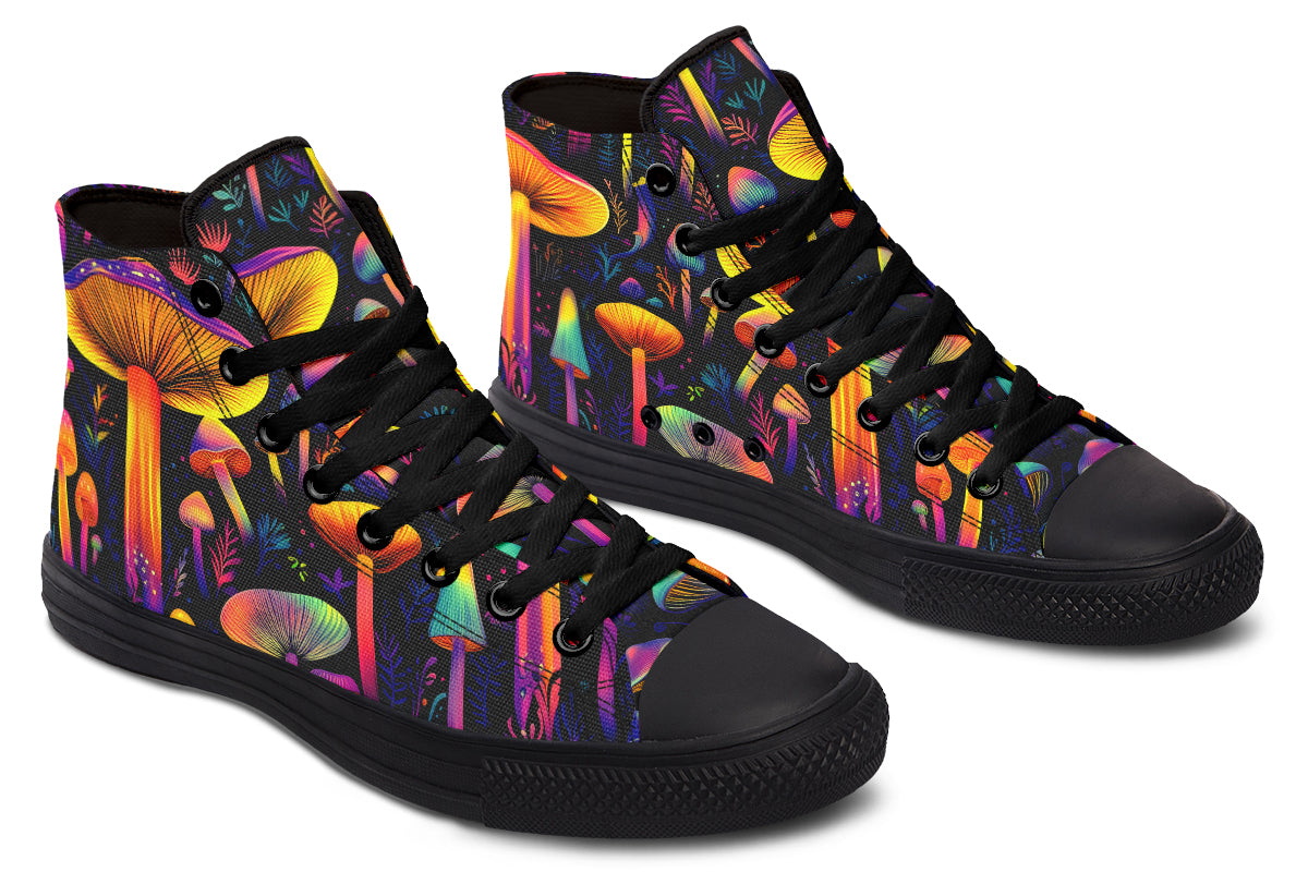 Neon Mushrooms High Tops - Offbeat Sweetie