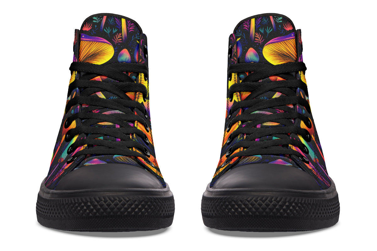 Neon Mushrooms High Tops - Offbeat Sweetie