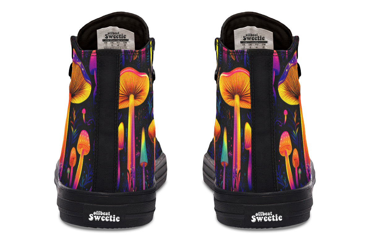 Neon Mushrooms High Tops - Offbeat Sweetie