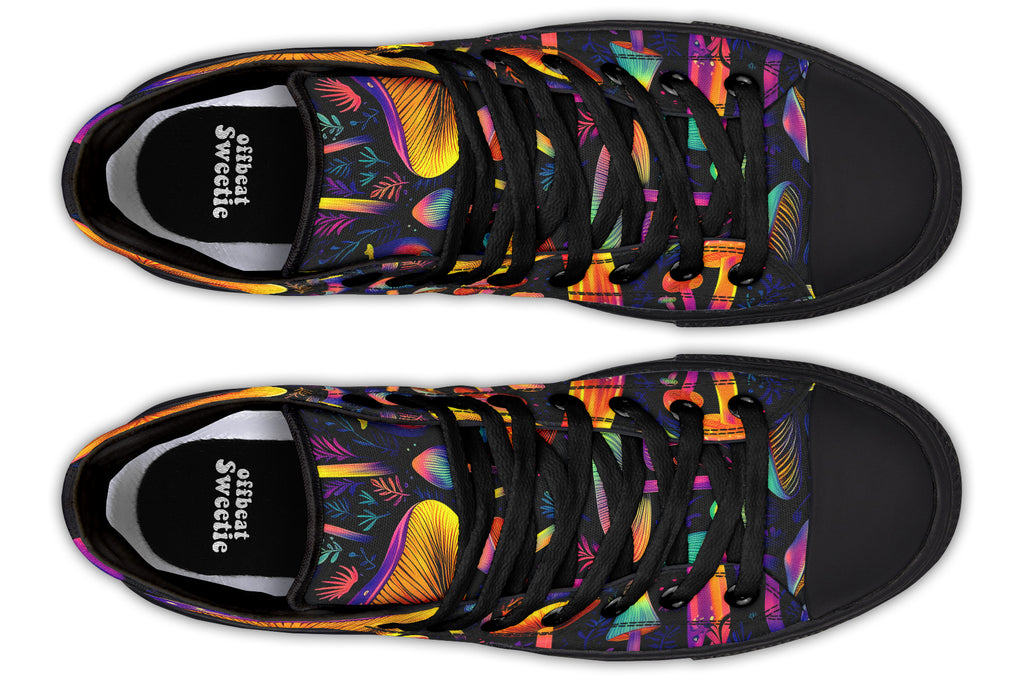 Neon Mushrooms High Tops - Offbeat Sweetie