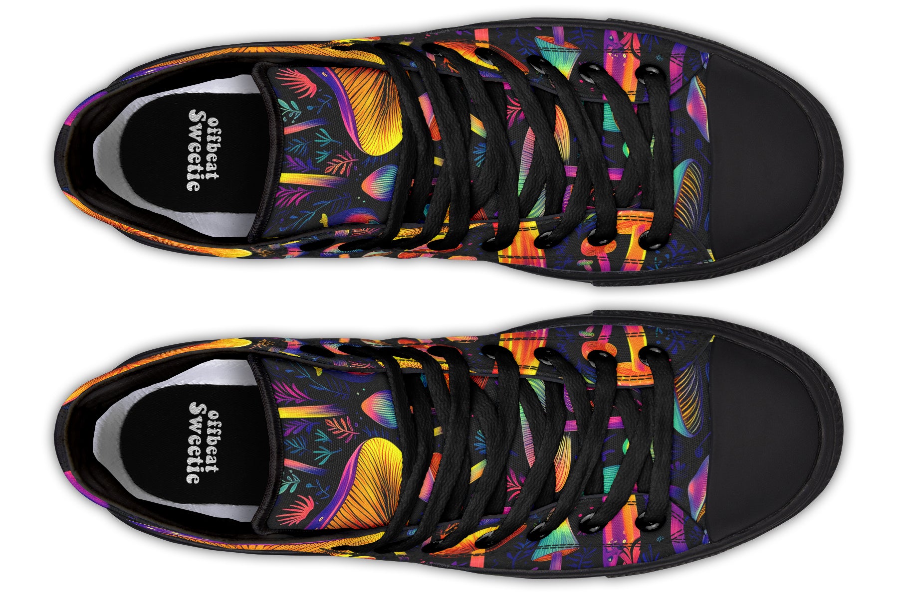 Neon Mushrooms High Tops - Offbeat Sweetie