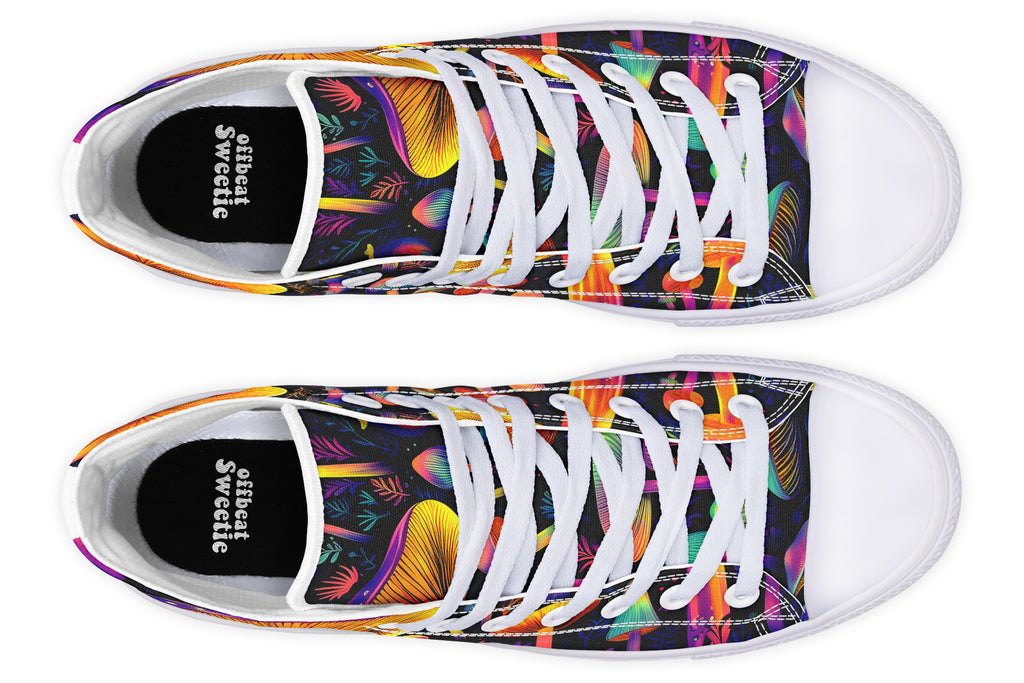 Neon Mushrooms High Tops - Offbeat Sweetie
