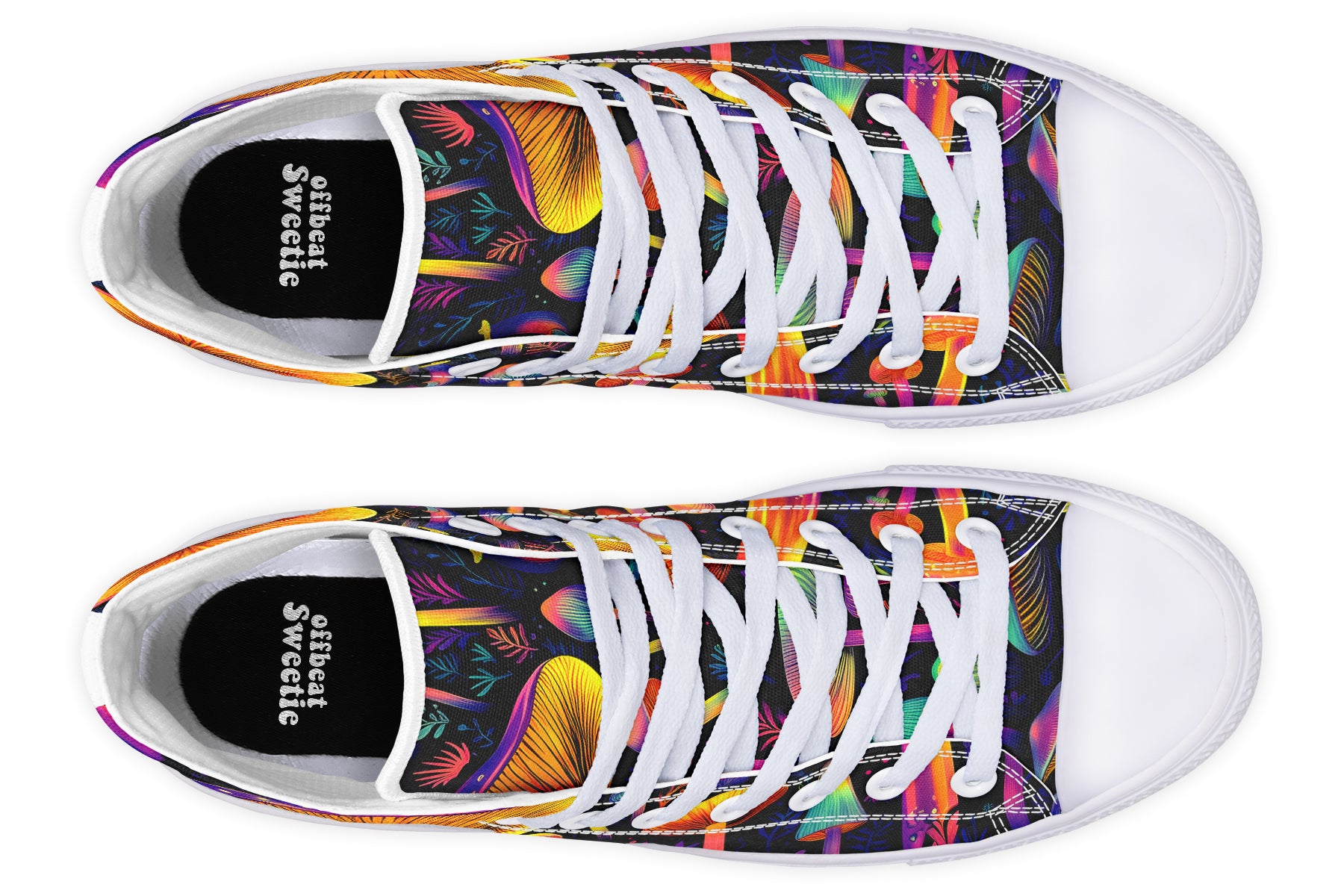 Neon Mushrooms High Tops - Offbeat Sweetie