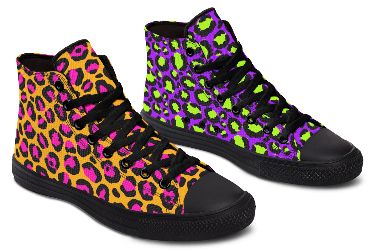 Neon Safari x Zombie Leopard Mismatch High Tops