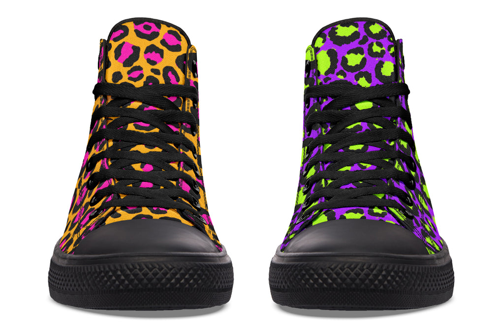 Neon Safari x Zombie Leopard Mismatch High Tops