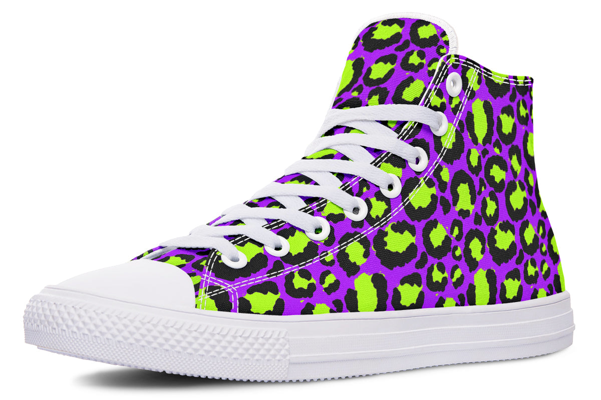 Neon Safari x Zombie Leopard Mismatch High Tops