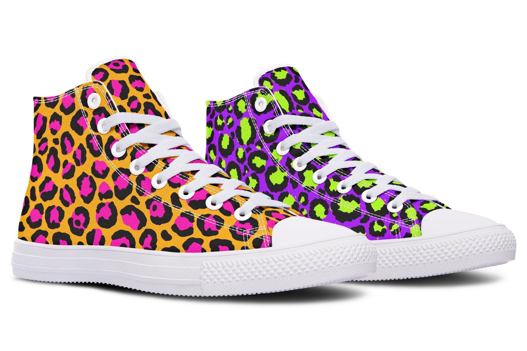 Neon Safari x Zombie Leopard Mismatch High Tops