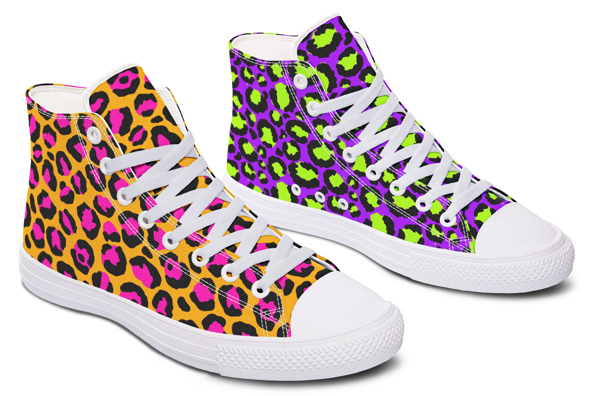 Neon Safari x Zombie Leopard Mismatch High Tops