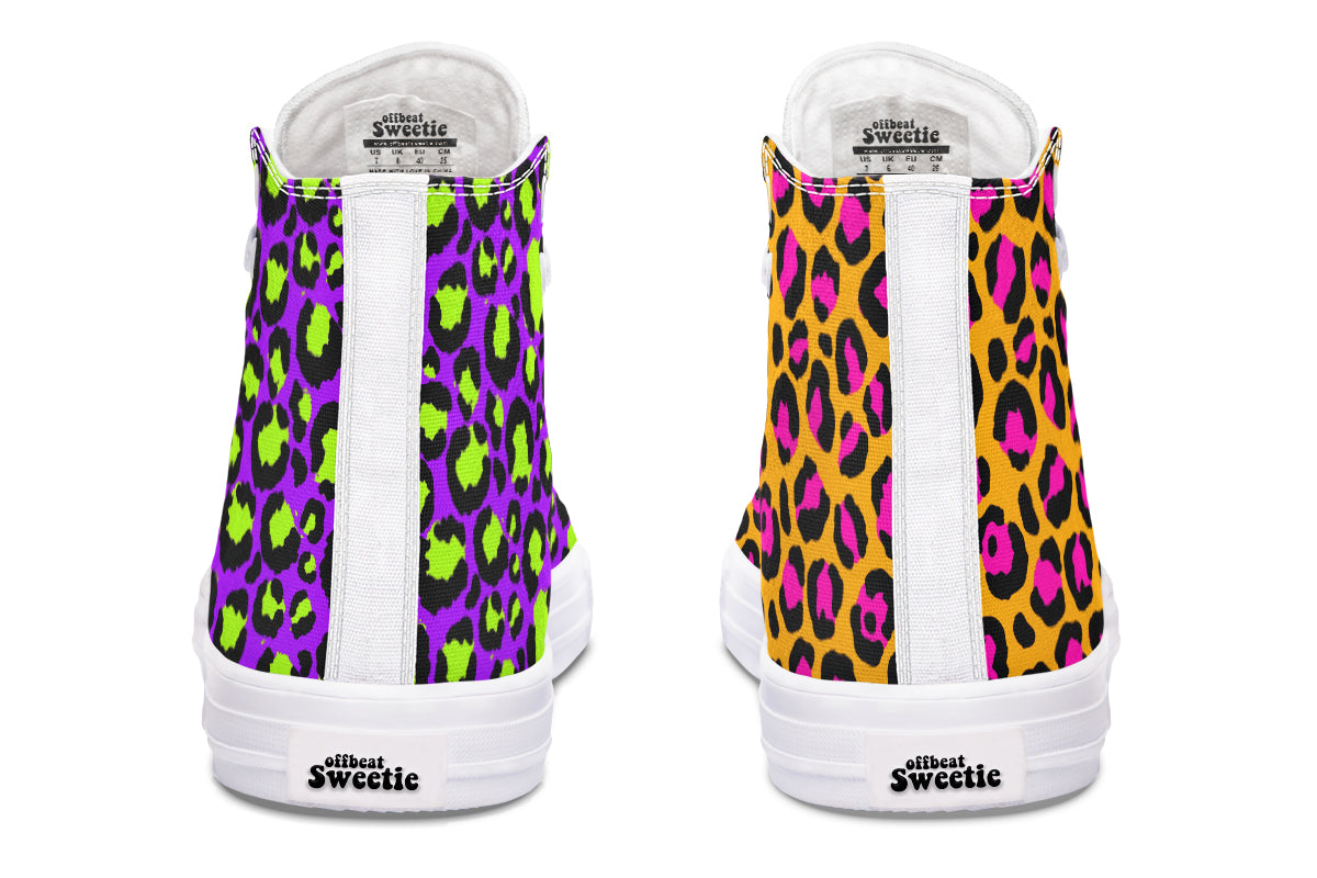 Neon Safari x Zombie Leopard Mismatch High Tops
