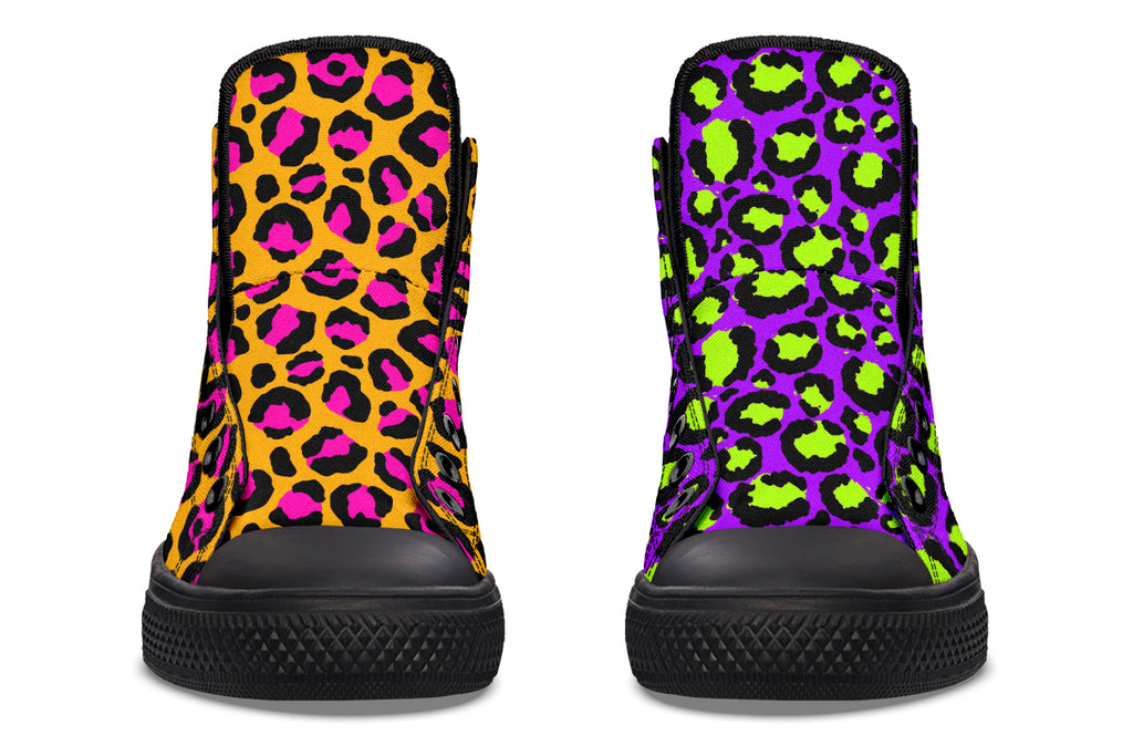 Neon Safari x Zombie Leopard Mismatch High Tops (Wide)