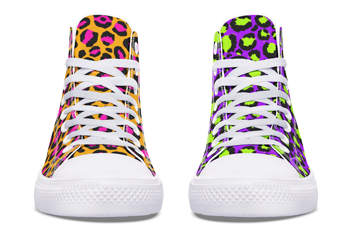 Neon Safari x Zombie Leopard Mismatch High Tops (Wide)