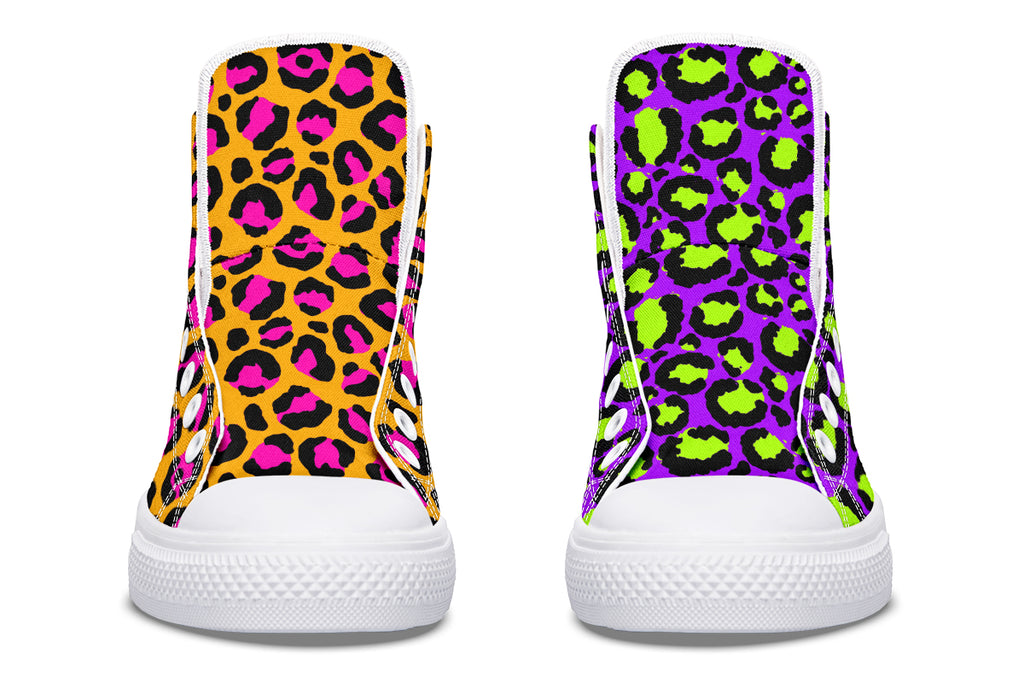 Neon Safari x Zombie Leopard Mismatch High Tops (Wide)
