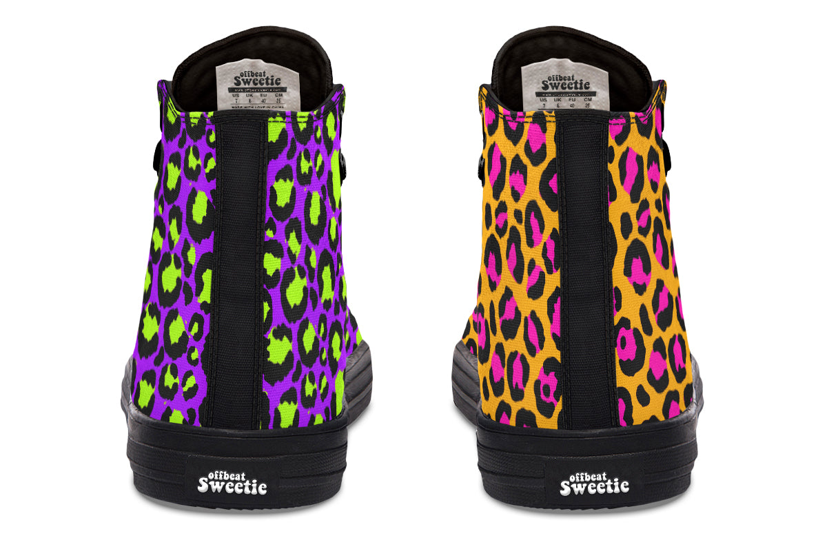 Neon Safari x Zombie Leopard Mismatch High Tops (Wide)