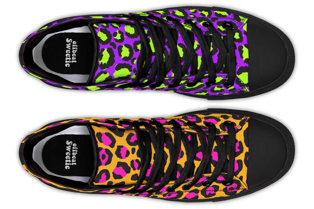 Neon Safari x Zombie Leopard Mismatch High Tops (Wide)