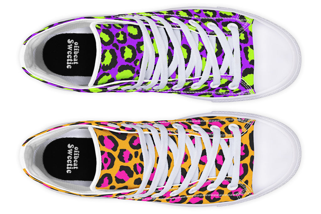 Neon Safari x Zombie Leopard Mismatch High Tops (Wide)