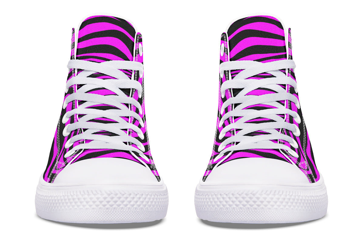 Neon Zebra Fuchsia High Tops