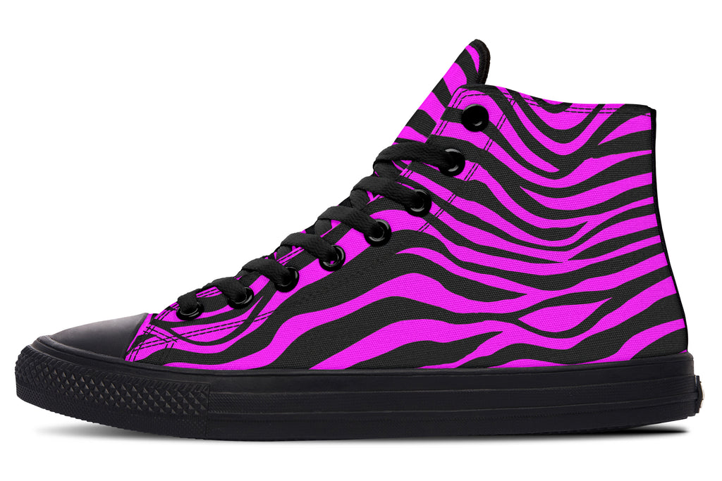 Neon Zebra Fuchsia High Tops