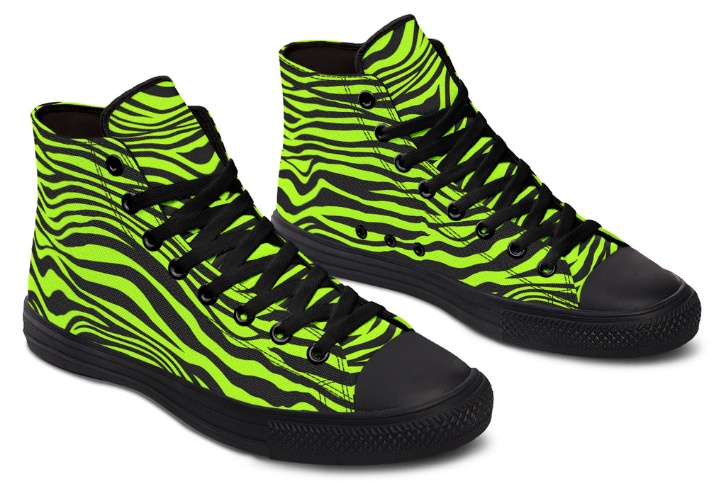 Neon Zebra Green High Tops (Wide)