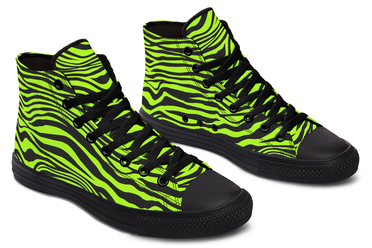 Neon Zebra Green High Tops (Wide)
