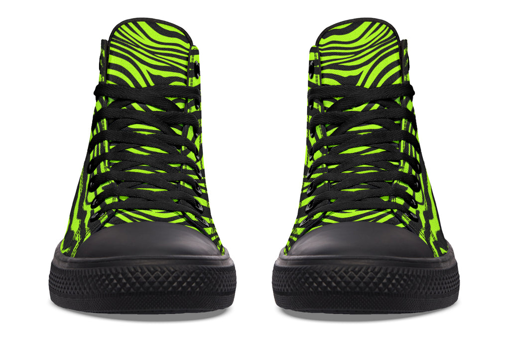 Neon Zebra Green High Tops (Wide)