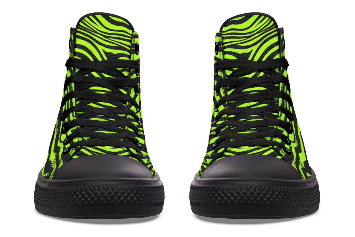 Neon Zebra Green High Tops (Wide)