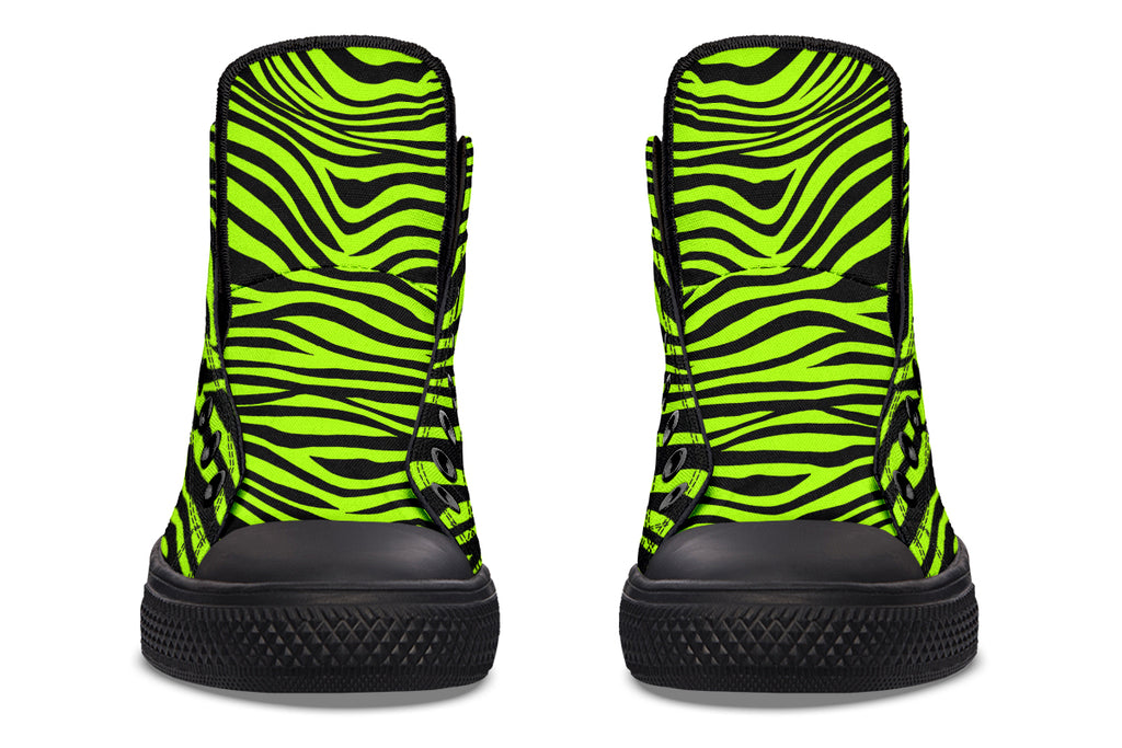 Neon Zebra Green High Tops (Wide)