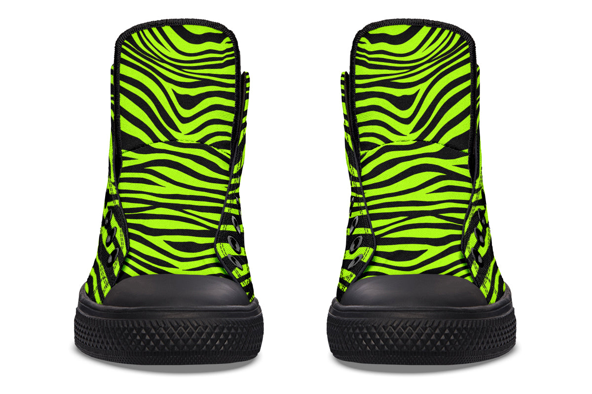 Neon Zebra Green High Tops (Wide)