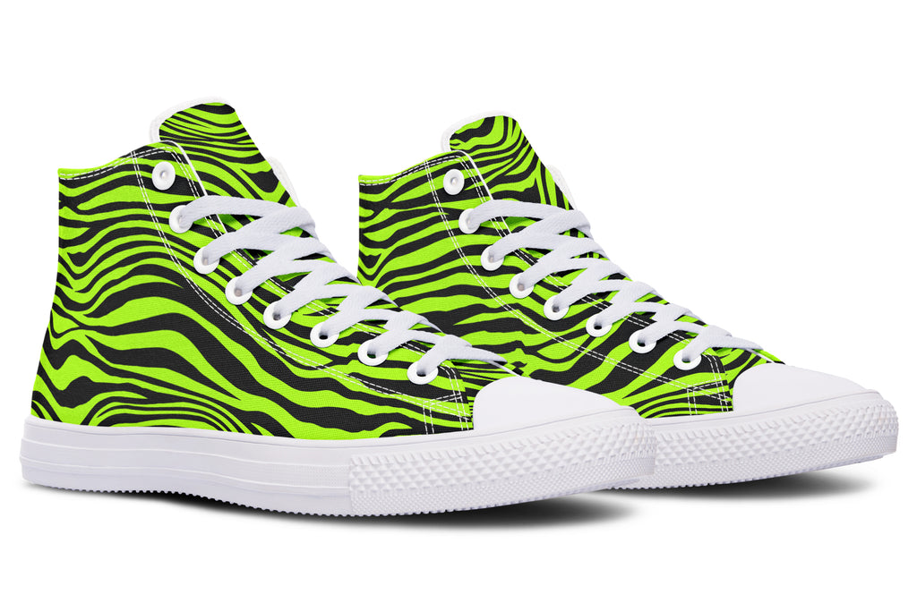 Neon Zebra Green High Tops (Wide)