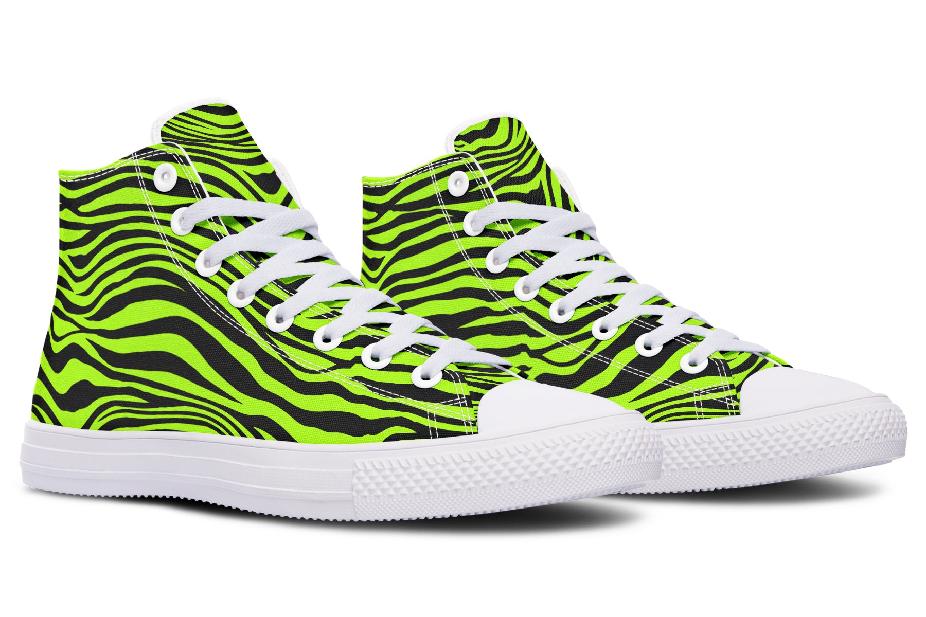 Neon Zebra Green High Tops (Wide)