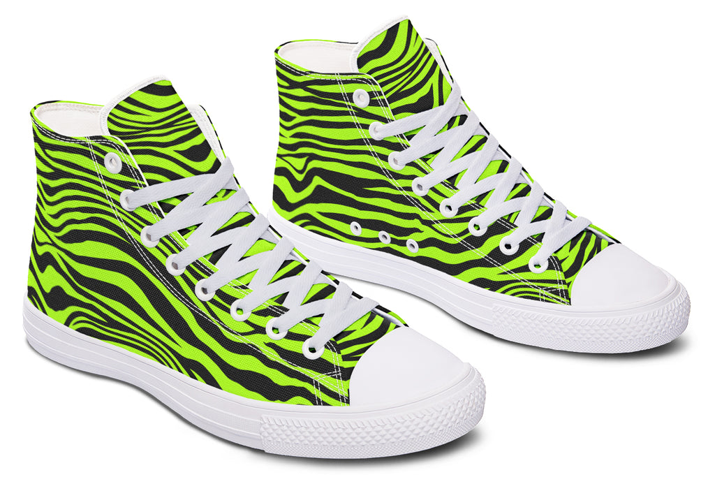 Neon Zebra Green High Tops (Wide)