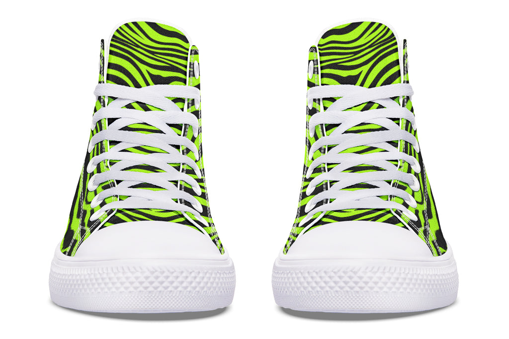 Neon Zebra Green High Tops (Wide)
