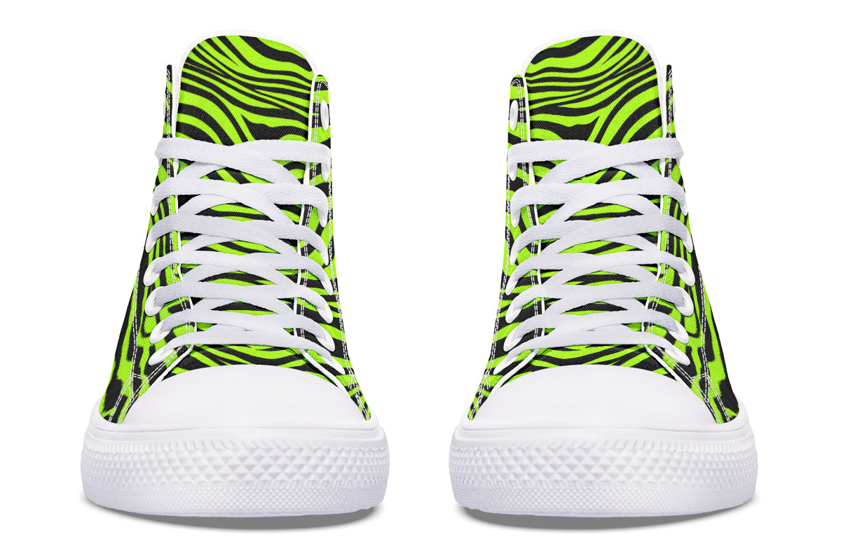Neon Zebra Green High Tops (Wide)