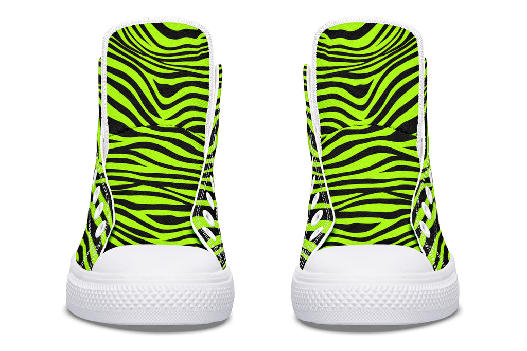 Neon Zebra Green High Tops (Wide)
