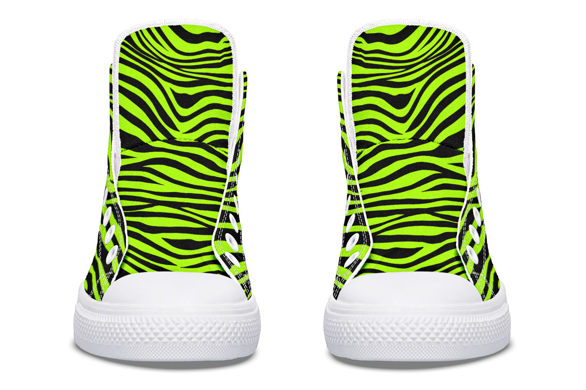 Neon Zebra Green High Tops (Wide)