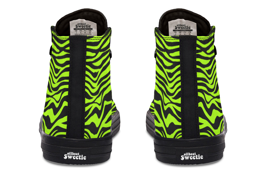 Neon Zebra Green High Tops (Wide)