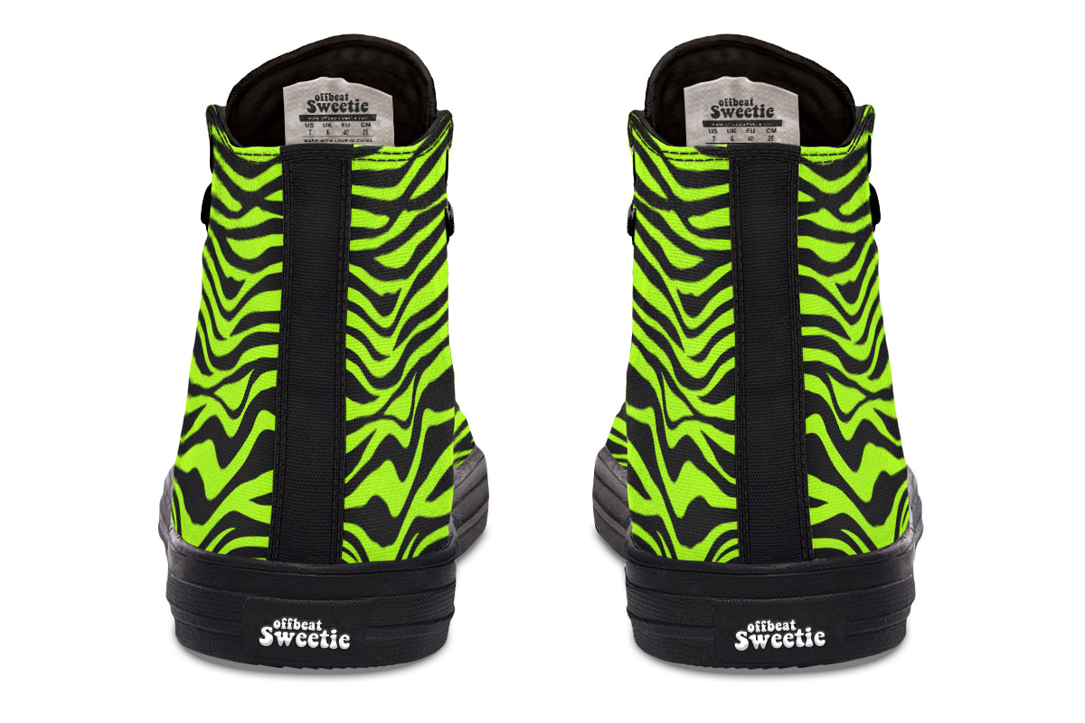 Neon Zebra Green High Tops (Wide)