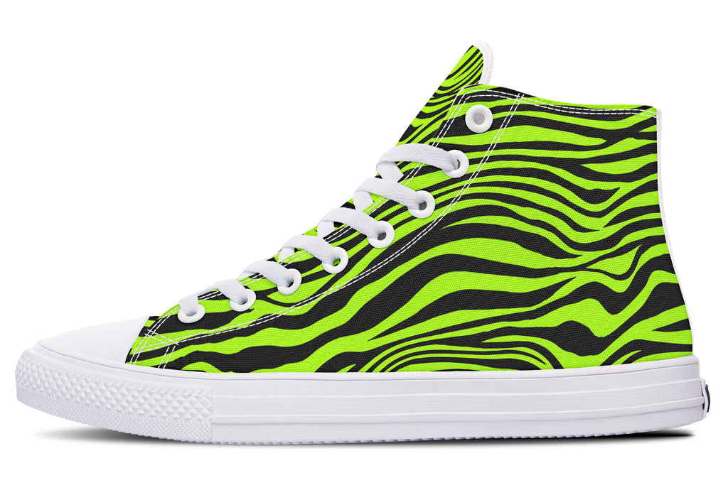 Neon Zebra Green High Tops (Wide)