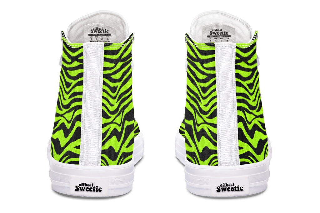 Neon Zebra Green High Tops (Wide)