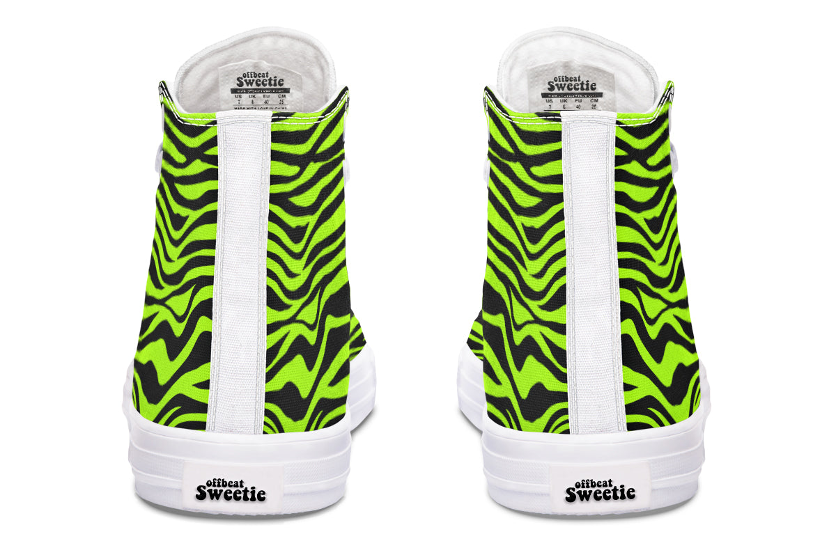 Neon Zebra Green High Tops (Wide)